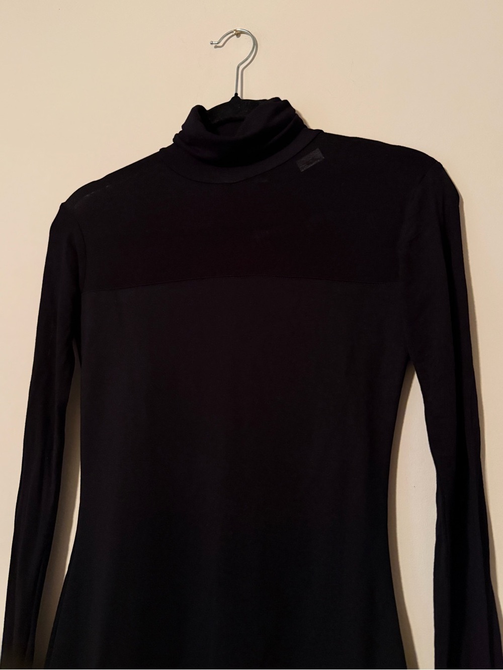 Marcella Marina Black Ponte Sheer Sleeve Turtleneck Midi Dress S - Picture 4 of 8